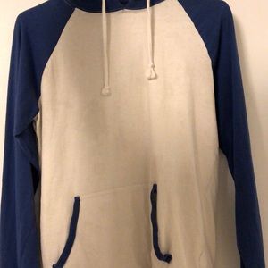 Blue and White Drawstring Hoodie